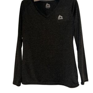 RBX Ladies Small Charcoal Heather V-Neck Long Sleeve Activewear T-Shirt